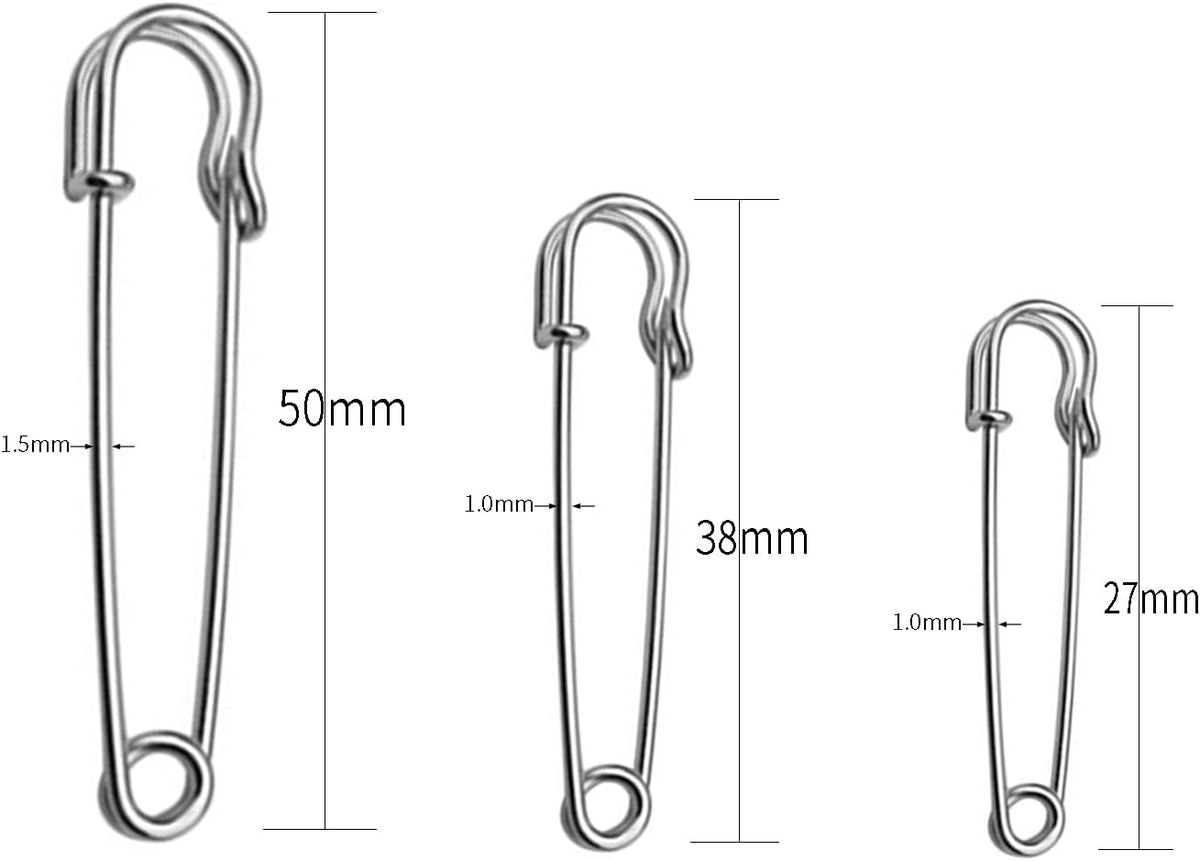 Large Safety Pins Assorted Sizes Clothes 60Pcs Heavy Duty 3 Sizes