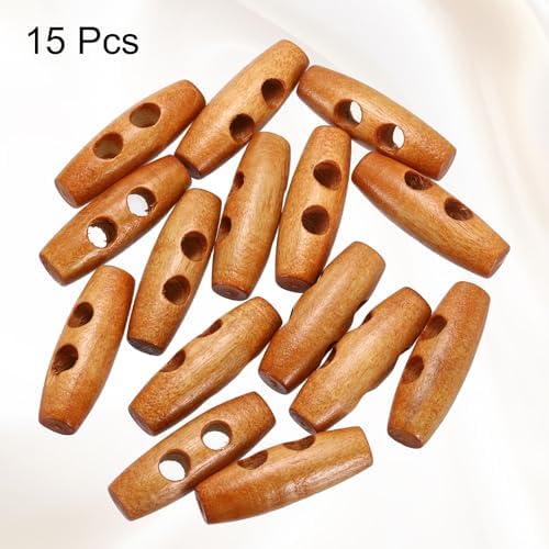 HARFINGTON 15pcs Wooden Toggle Buttons 30mm / 1.2" Double Hole Wood