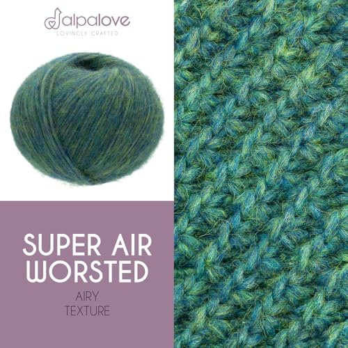 Super Air Worsted Yarn, Air-Spun Alpaca Fiber, Lightweight, 4 Skeins