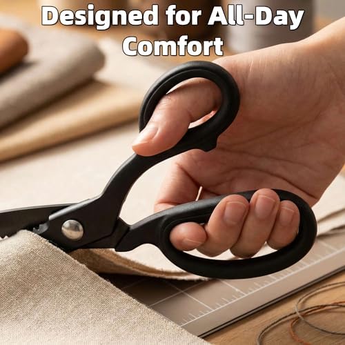 Black Titanium Coated Sewing Scissors - 8-Inch Professional Pinking
