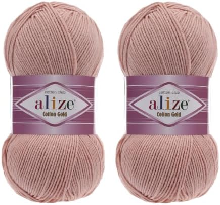 2 Skeins Alize Cotton Gold Yarn, 55% Cotton 45% Acrylic, 100g