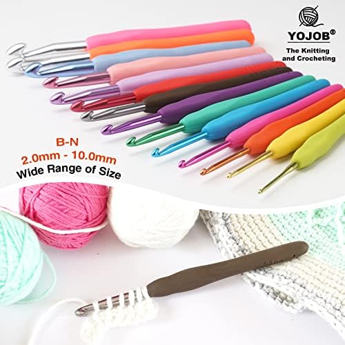 YOJOB 2-Pack Size H / 5mm, I / 5.5mm Crochet Hooks, Ergonomic Crochet