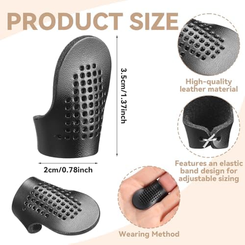 Rivvlive 3 Pcs Sashiko Thimble Leather Adjustable Thimble for Hand