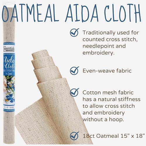 Essentials By Leisure Arts Aida Cloth, 14 Count, Oatmeal, Cross Stitch