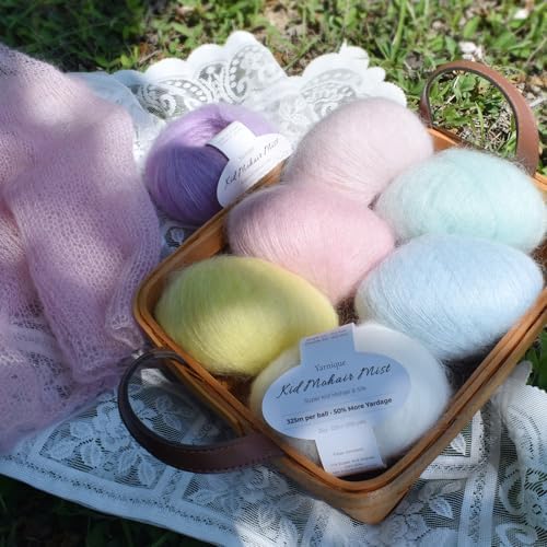 Kid-Silk Mohair Yarn, Lace Weight, 4 Balls 100g, 1420 yds