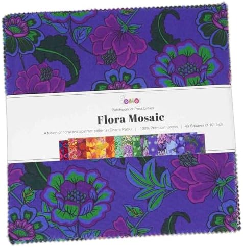 Soimoi Flora Mosaic 10-Inch Cotton Precut Squares – 40 Pack