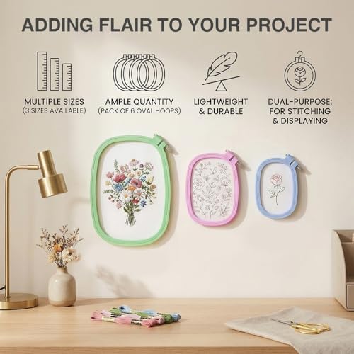 Waaqkid 6 Pack Square Embroidery Hoops Set, Reusable Rectangle Cross