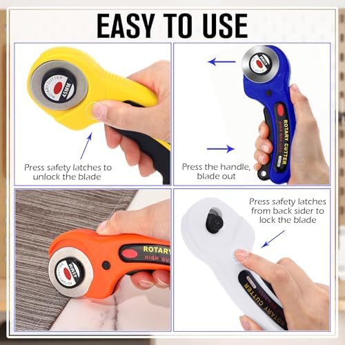 Lothee 15 Pcs Rotary Cutters 45mm Blade Bulk Fabric Cutter Rotary