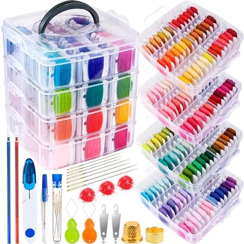 BYMORE 200-Color Embroidery Floss Kit – 262 Pieces