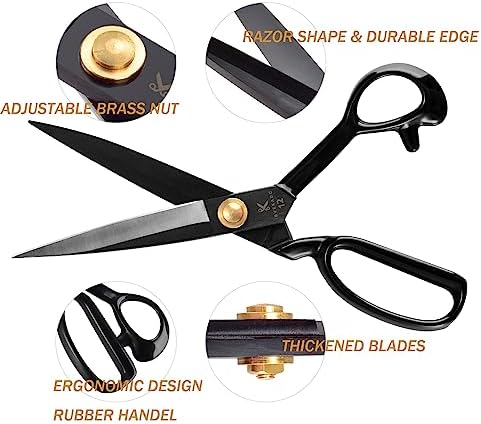 Fabric Scissors 12 Inch, Heavy Duty Sewing Scissors (Black)