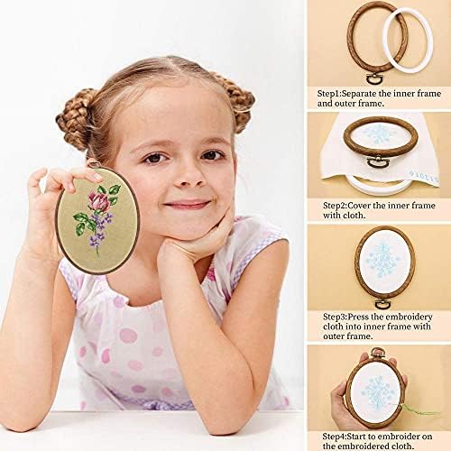 5PCS Oval Embroidery Hoops 5 x 4 Inch Imitation Wood Hoops for Cross