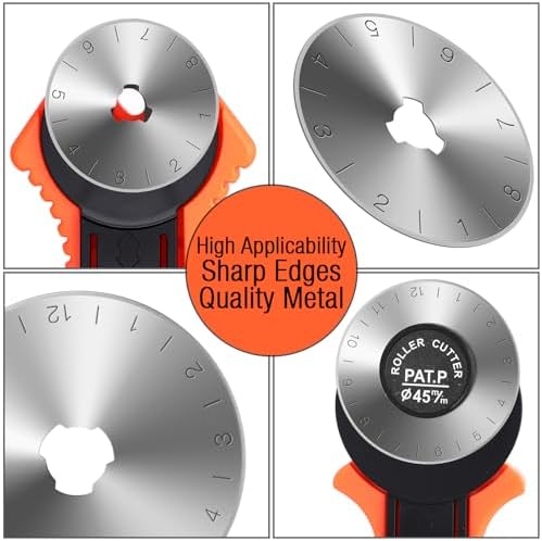 Honoson 80 Pcs 28 mm 45 mm Rotary Cutter Blades with Scale Refill