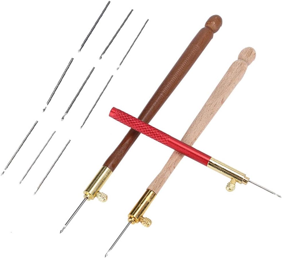 Ergonomic Tambour Crochet Hook Beech Wood, 12 PCS