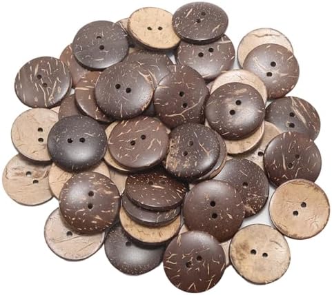 Lilaly 50 Pcs 1 inch Natural Coconut Shell Buttons, 2 Hole Big Bulk
