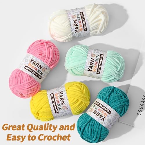 12 Pack Fluffy Chunky Chenille Yarn for Crocheting, Baby Yarn for