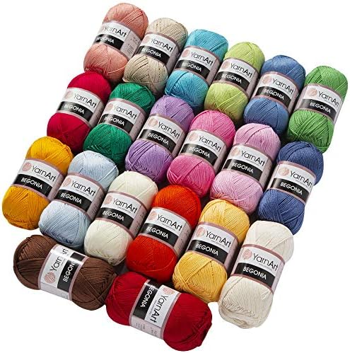 20 Skein Yarnart Begonia Yarn, 100% Mercerized Cotton, Each 1.76 Oz