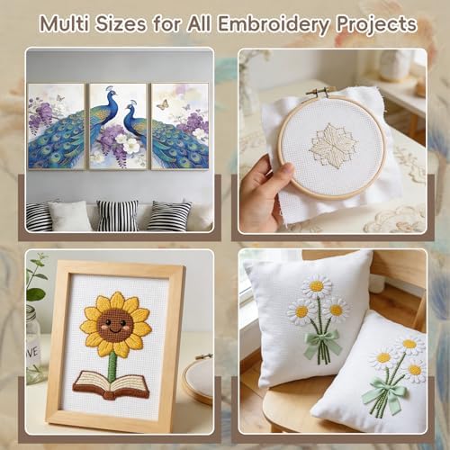 24Pcs Aida Cloth 14 Count, 6 Sizes White Cross Stitch Fabric for DIY