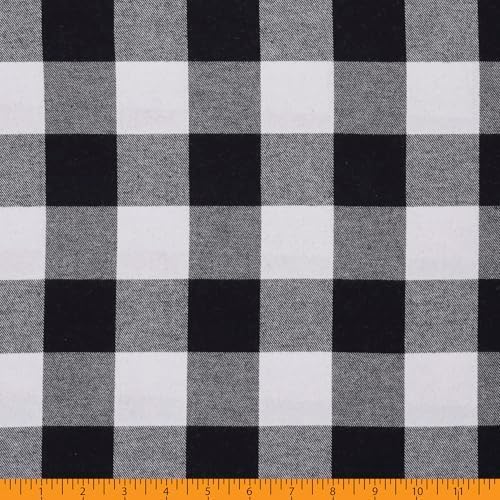 Mook Fabrics Yarn Dyed Flannel Buffalo Plaid, Black/White Cut by The
