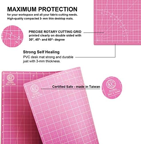 KC GLOBAL A2 (24"x18") Self-Healing Cutting Mat (Pink) - Sturdy