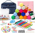 Crochet Kit for Beginners Adults & Kids,18-Roll Soft Yarn with Storage
