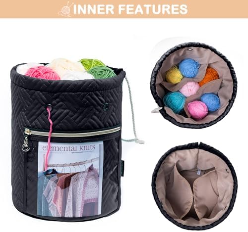 MYBAGZING Yarn Bag, Small Crochet Bag Organizer, Drawstring Yarn