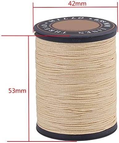 0.55mm Dia 150m Length Beige Round Flax Waxed Linen Sewing Cord Wax