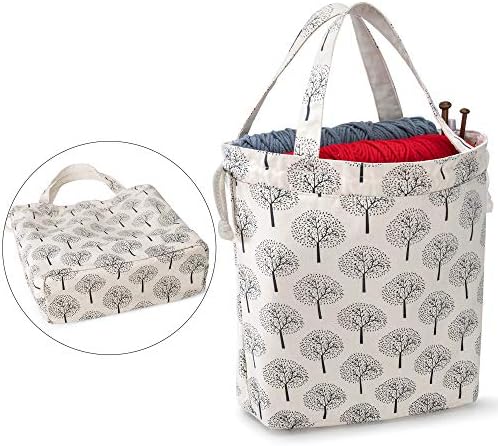 Teamoy Knitting Bag Tote, Yarn Storage Crochet Bag Organizer, Tree