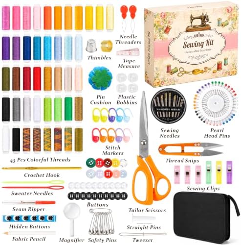 JJRING 205 PCS Sewing Kit for Adults with Portable Handbag, Black