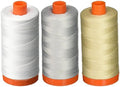 3-PACK - Aurifil 50WT - White + Dove + Light Beige, Solid - Mako