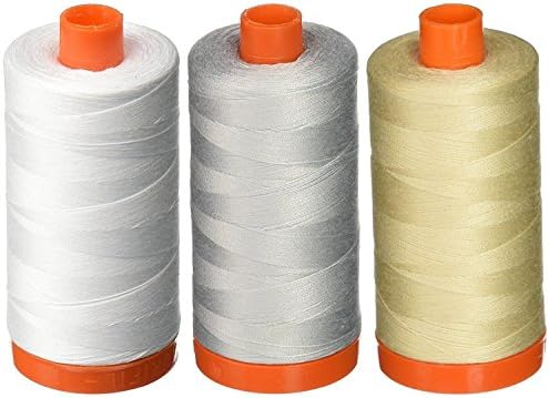 3-PACK - Aurifil 50WT - White + Dove + Light Beige, Solid - Mako