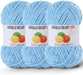 3 x 100g Fluffy Chenille Yarn, Bule
