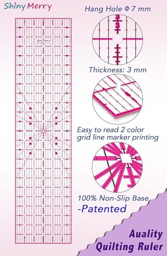 Quilting Ruler 6"x24",Non-Slip Clear Acrylic Sewing Ruler with
