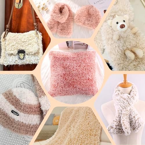 CAMAL Soft Faux Fur Yarn for Crocheting Blanket, 65 Yards Chunky