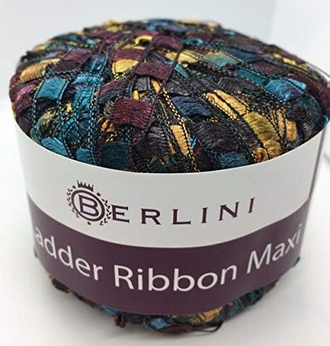 Berlini Ladder Ribbon Maxi Yarn #144 Timberland - Burgundy, Black