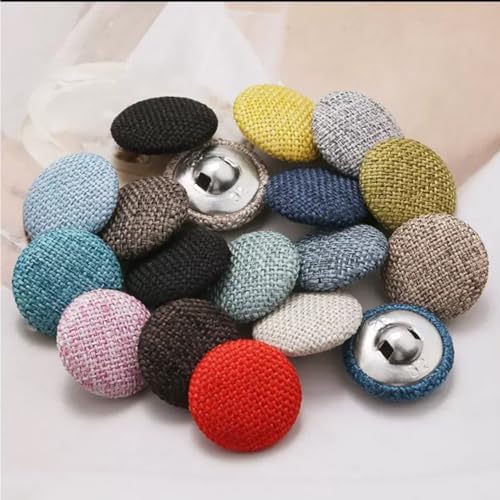 Button,30Pcs 15/18/20/23/25/28/30mm Fabric Covered Buttons, Metal