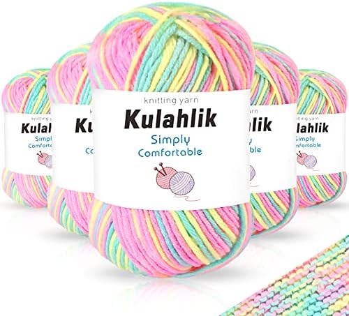 250g Acrylic Yarn, 5 Skeins, Colorful Gradient