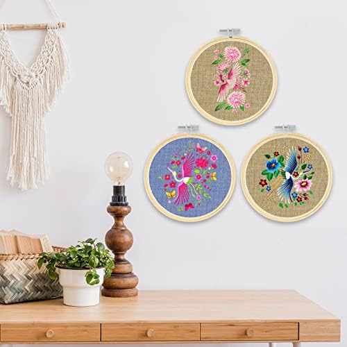 Weysat 36 Pcs 5 Inch Embroidery Hoops Bamboo Cross Stitch Round Rings