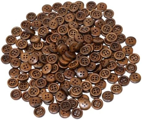 Honbay 200PCS 12.5mm 1/2 Inch Antique Brown Round Wooden Buttons 4
