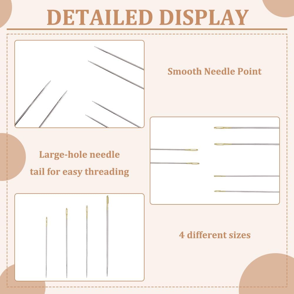 FREEBLOSS 50Pcs Sashiko Needles 4 Sizes Sashiko Hand Sewing Needles