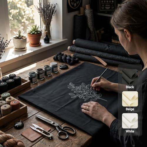 Black Poly Cotton Water Resistant Canvas Fabric, 5 Yards, 59 Inch Wide