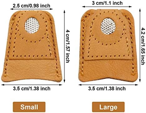 WILLBOND 4 Pcs Leather Thimble Finger Protector for Hand Sewing, 2