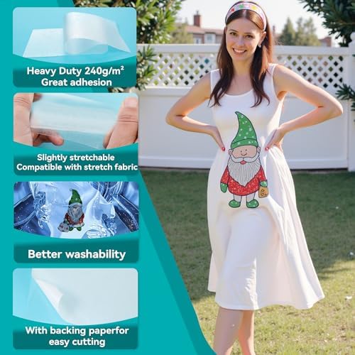 Double-Sided Iron-On Adhesive Film for Sewing & Crafts, 11.8 Inches x