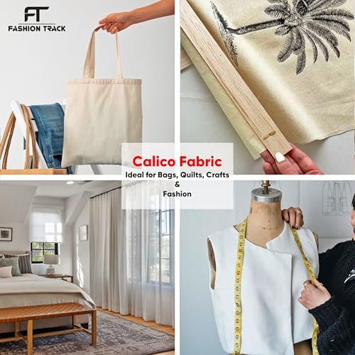 FT Calico Fabric 58" Wide 100% Cotton Natural Muslin (1 Yard)