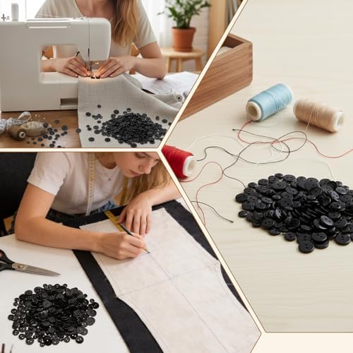 300PCS Black Button, Buttons for Sewing, Black Buttons 7.5mm 10mm