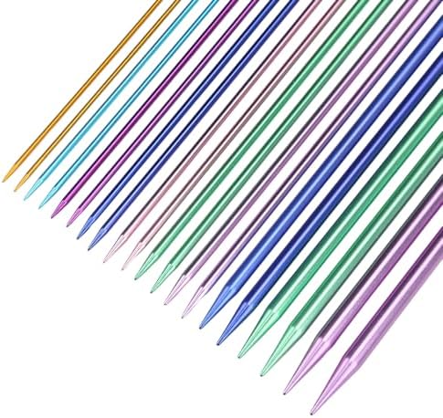 10 Sizes Knitting Needles Set, Single Pointed Aluminum, 35cm