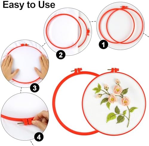 Phinus 6 Pcs Embroidery Hoop 6 Size, Round Plastic Cross Stitch Hoop
