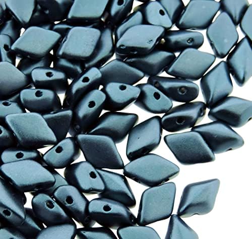 Czech Glass GemDuo Beads, 2-Hole Diamond Shaped Beads 5x8mm, 10 Grams