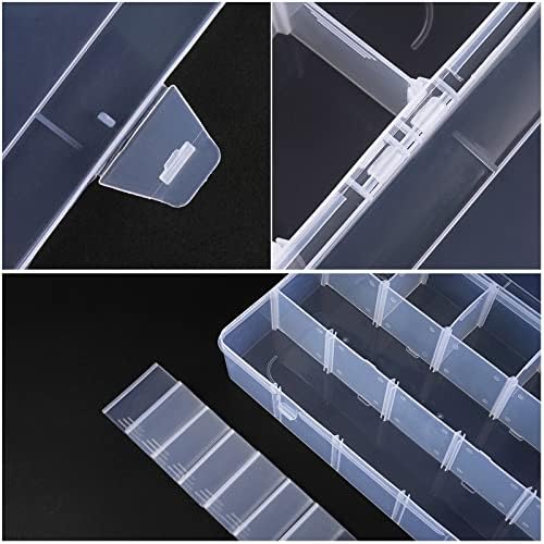 BTremary 15 Grids Clear Plastic Storage Box with Compartment, Craft