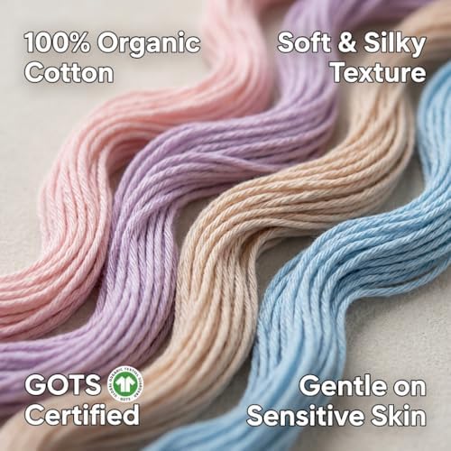 100% GOTS Organic Cotton Yarn - 9 Pastel Colors Box Set
