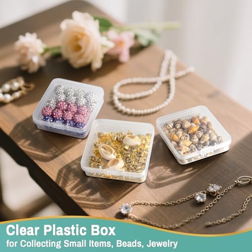 RAINFLOW 30 Bead Organizer Box - Clear Plastic Storage Containers with